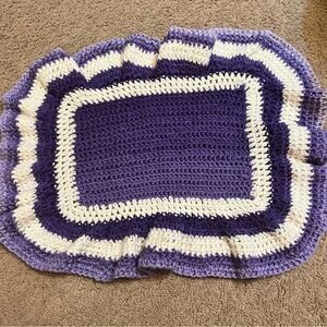 Vintage Handmade Crochet Small Oblong Table Topper Night Stand Placemat Etc